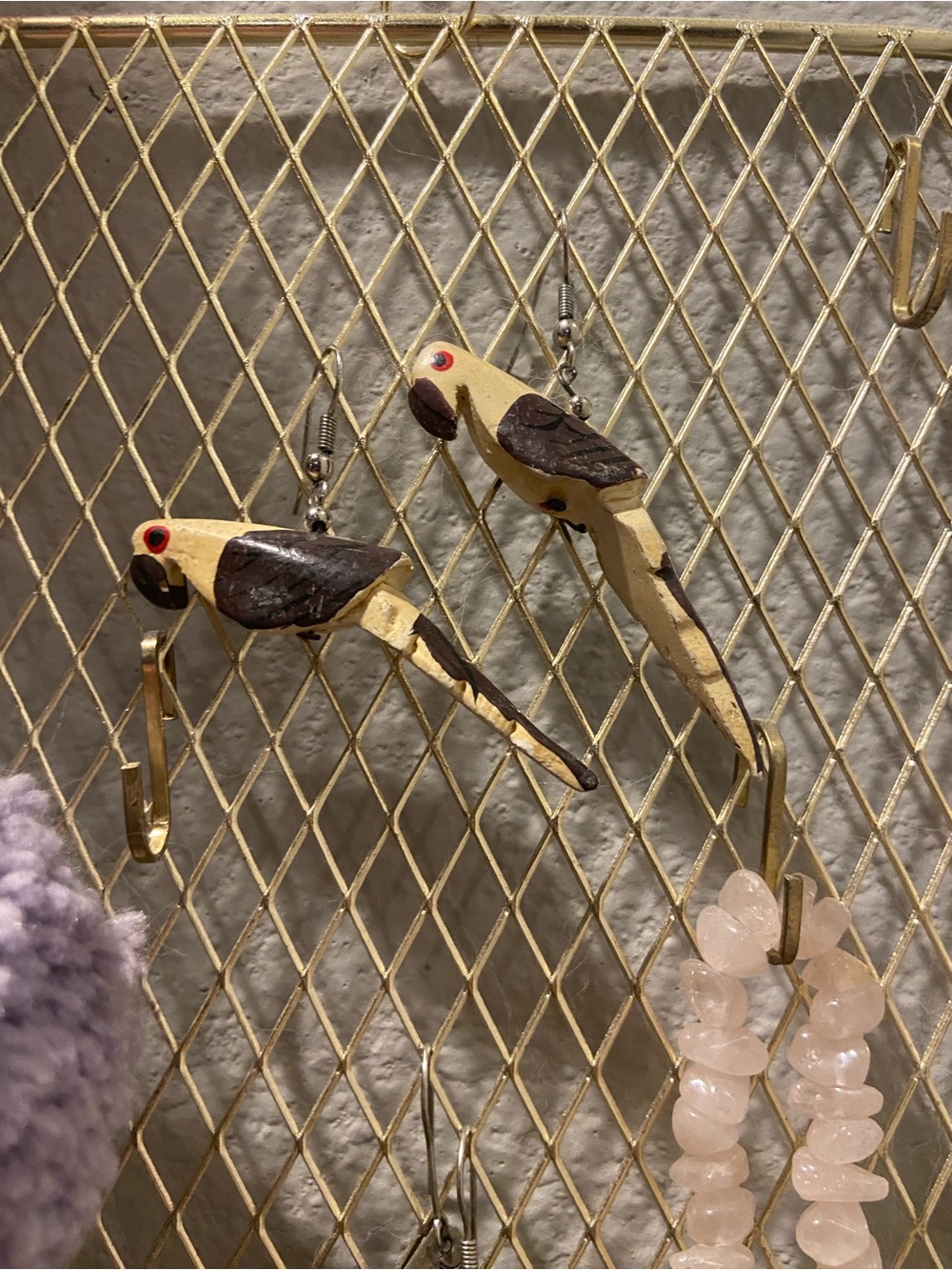 Wooden Parrot Bird Earrings